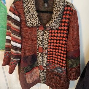 Women's Patchwork Jacket with Leopard Accents